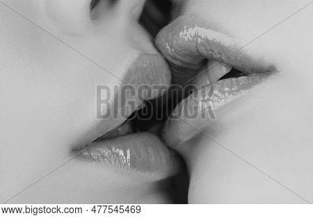 hot lesbian tongue kiss